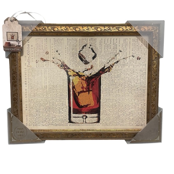 Marmont Hill Framed Whiskey Drink Bar Art with Gold Frame - Picture 1 of 3